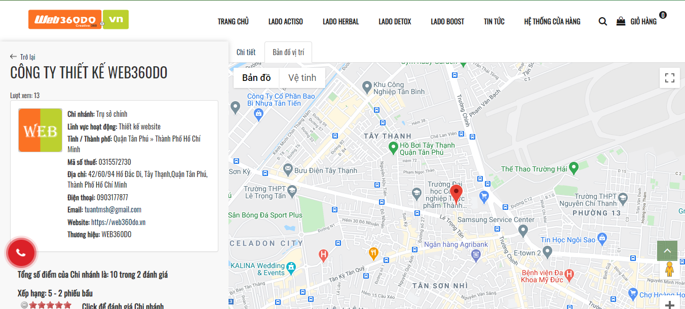 Chi tiết từng chi nhành, hệ thống cửa hàng